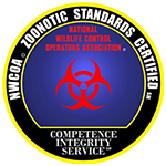 NWCOA Zoonotic Standards Certified seal, National Wildlife Control Operators Association