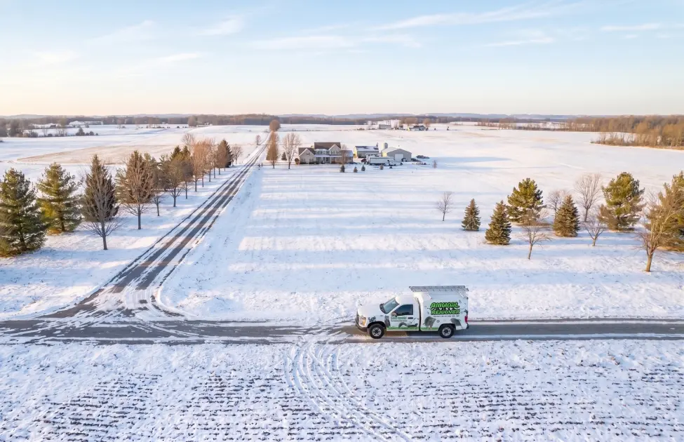 Animal Remover service truck in snow. Contact or call Animal Remover for wildlife control services in Ohio.